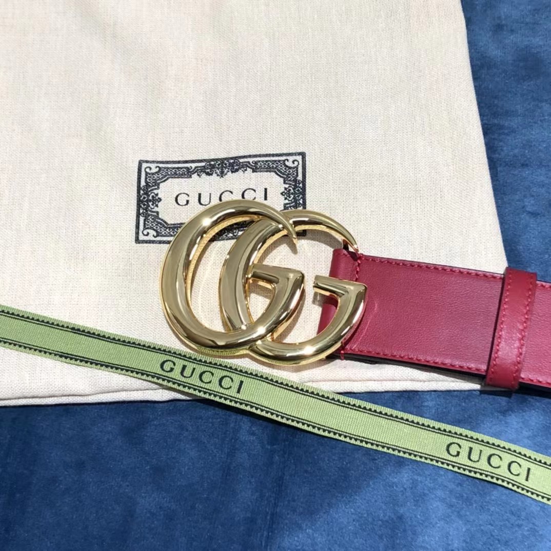 Gucci Red Belt With Double G Buckle - FashionPlug