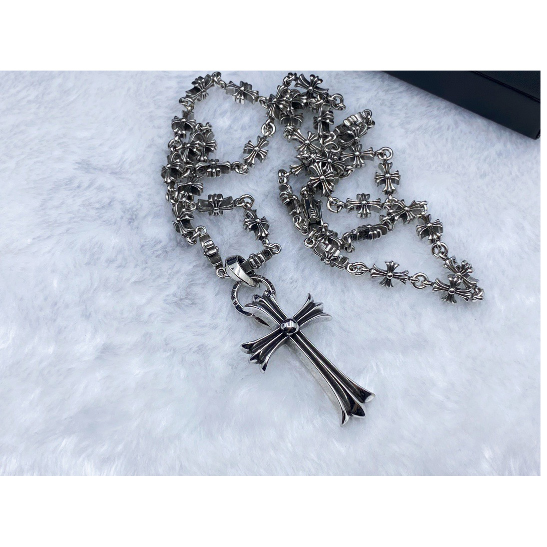 Chrome Heart Cross Necklace - FashionPlug
