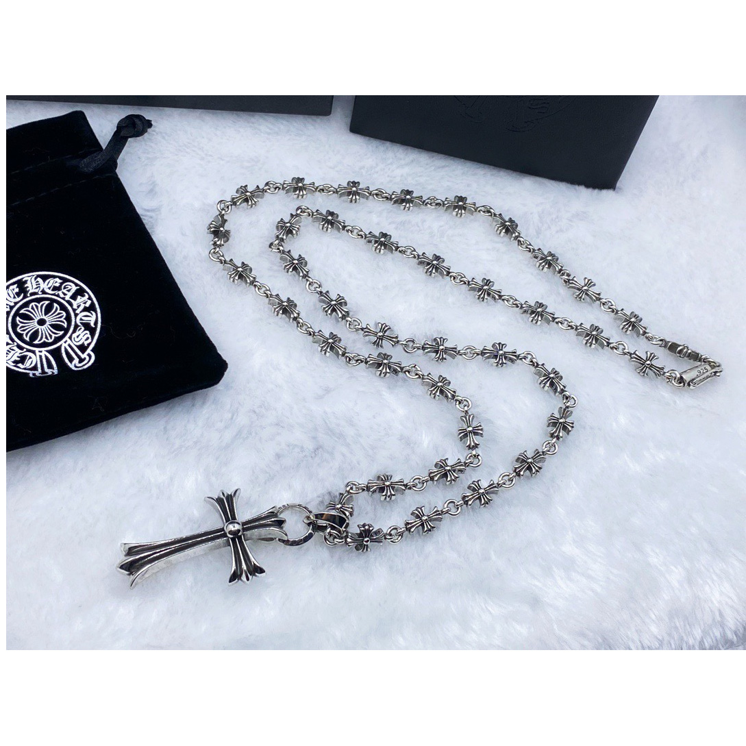 Chrome Heart Cross Necklace - FashionPlug