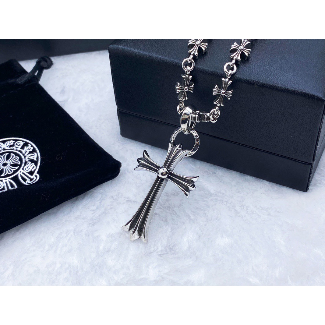 Chrome Heart Cross Necklace - FashionPlug