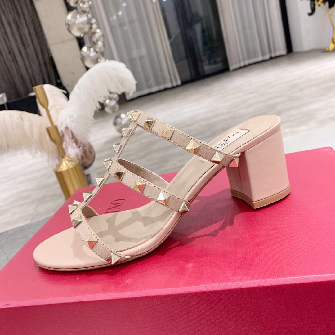 Saint Laurent Rockstud Caged 60mm Slide Sandals - FashionPlug