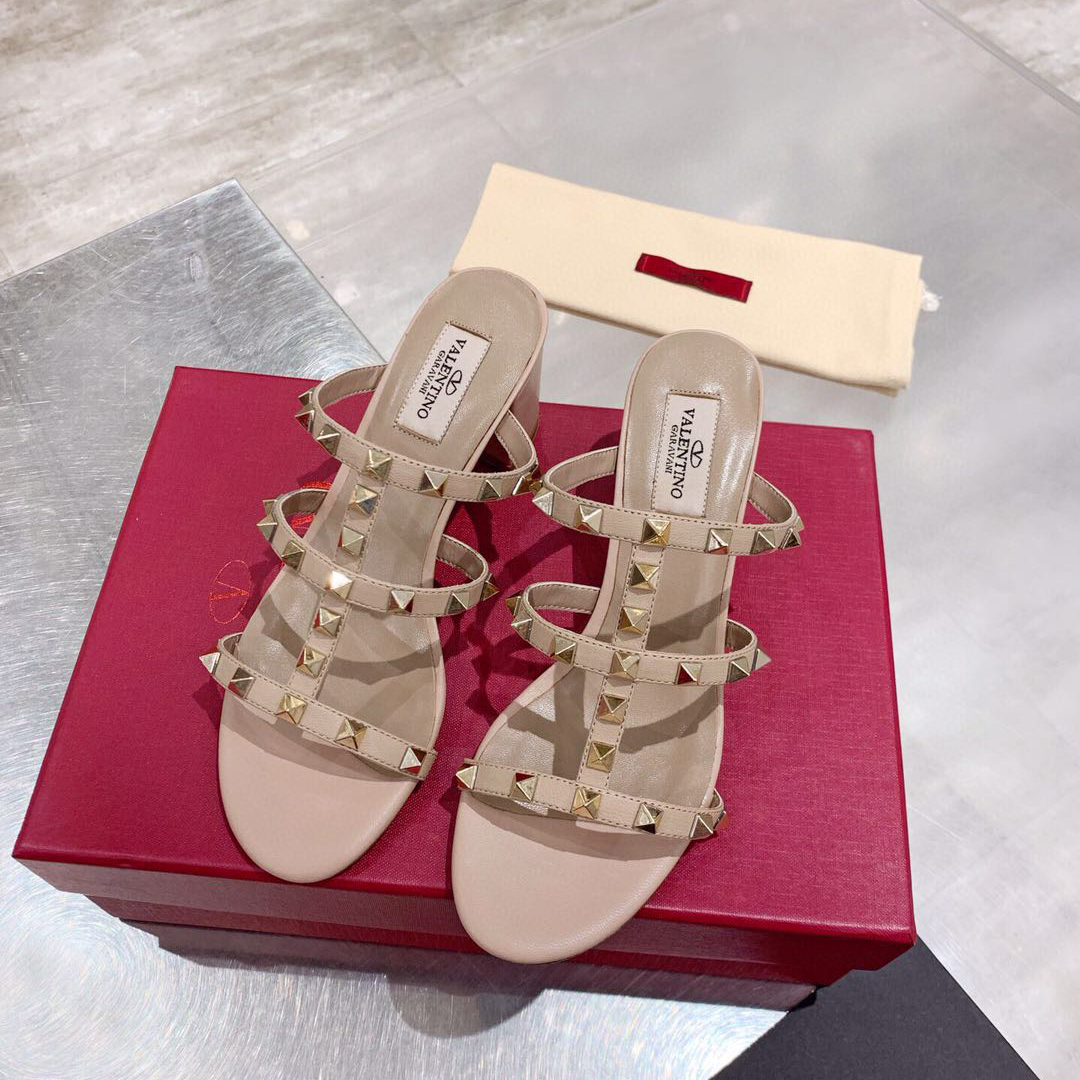 Saint Laurent Rockstud Caged 60mm Slide Sandals - FashionPlug
