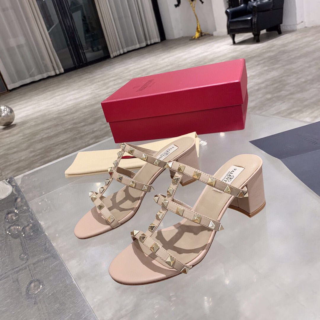 Saint Laurent Rockstud Caged 60mm Slide Sandals - FashionPlug