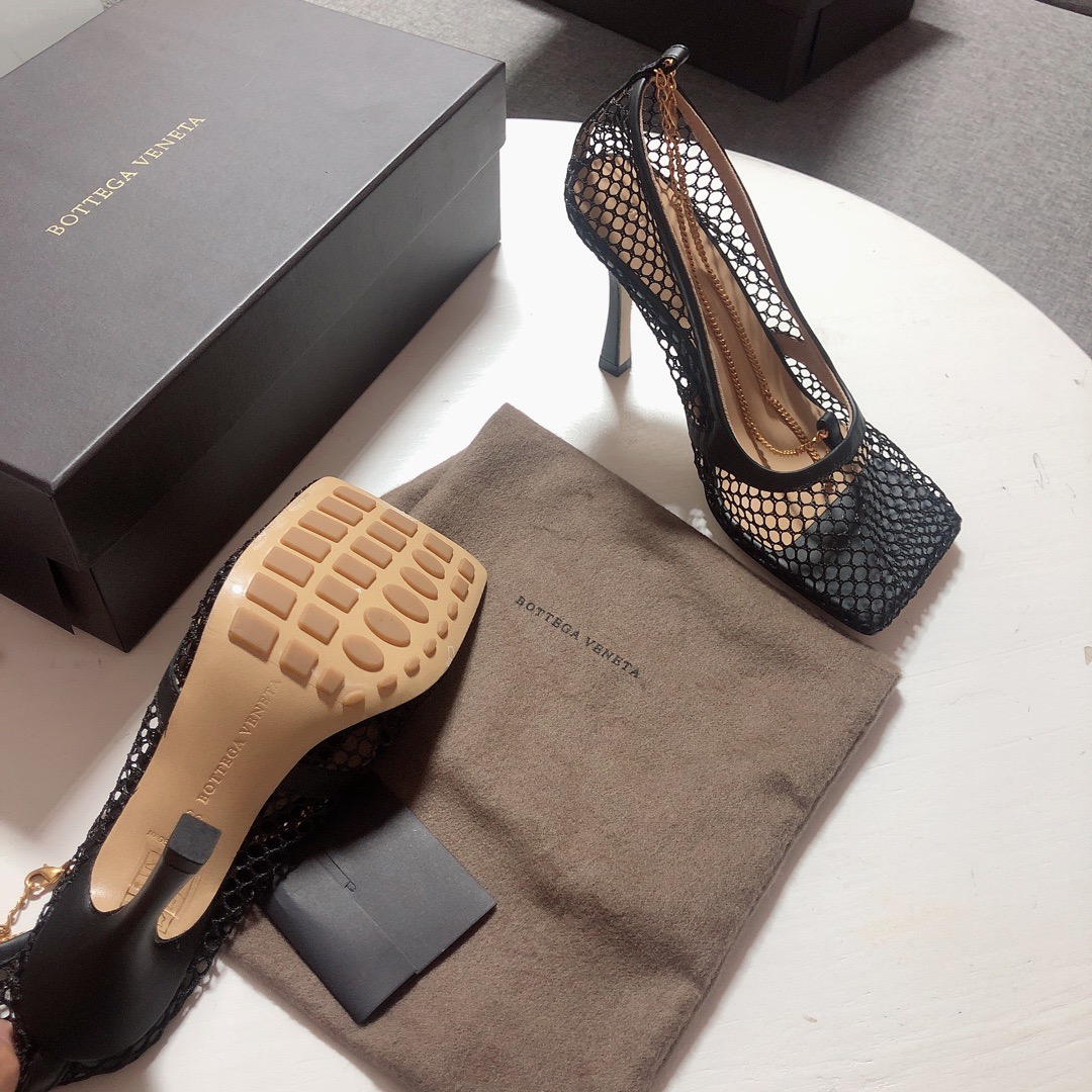 Bottega Veneta leather-trimmed mesh Heels - FashionPlug