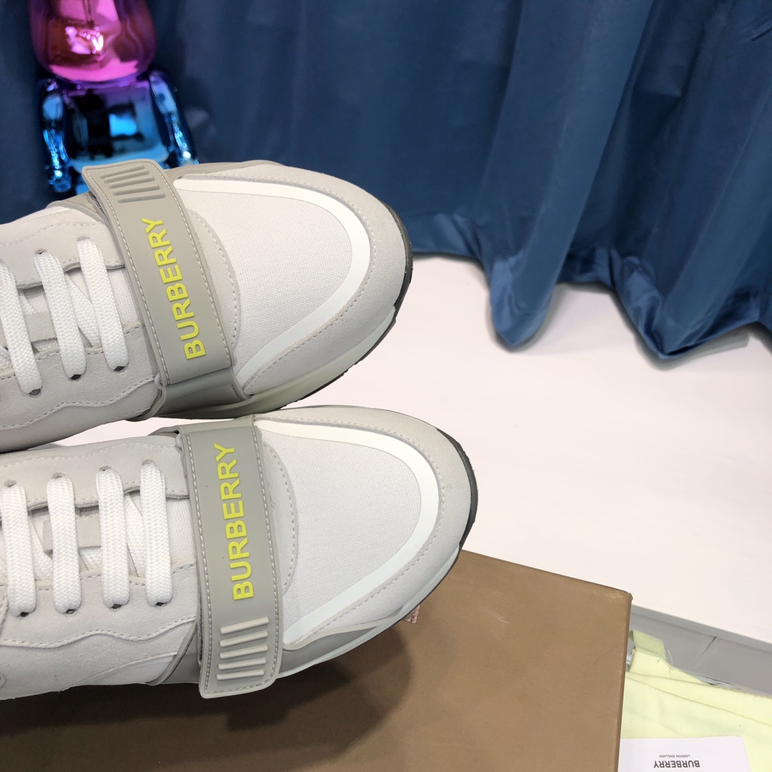 Burberry Check Cotton Canvas And Leather Sneakers - FashionPlug
