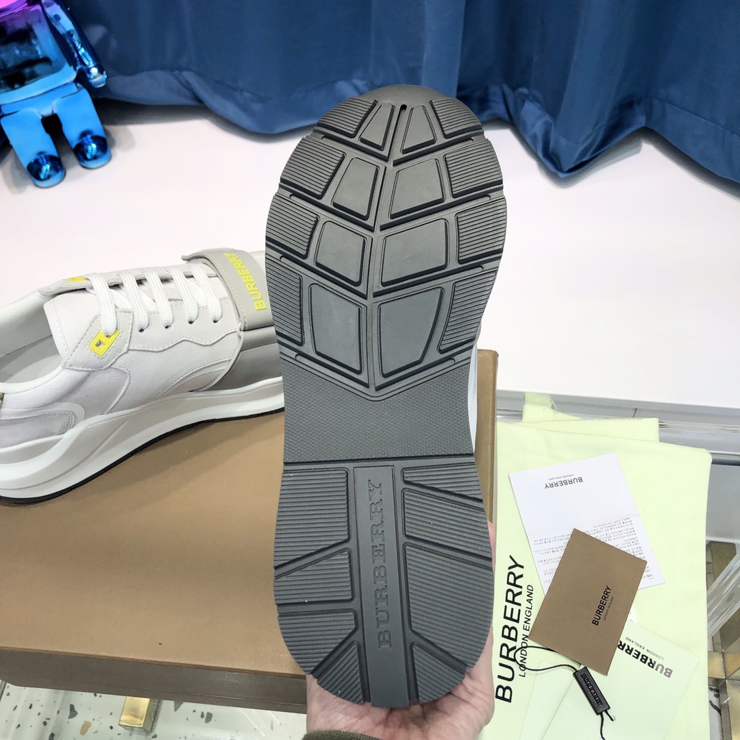 Burberry Check Cotton Canvas And Leather Sneakers - FashionPlug