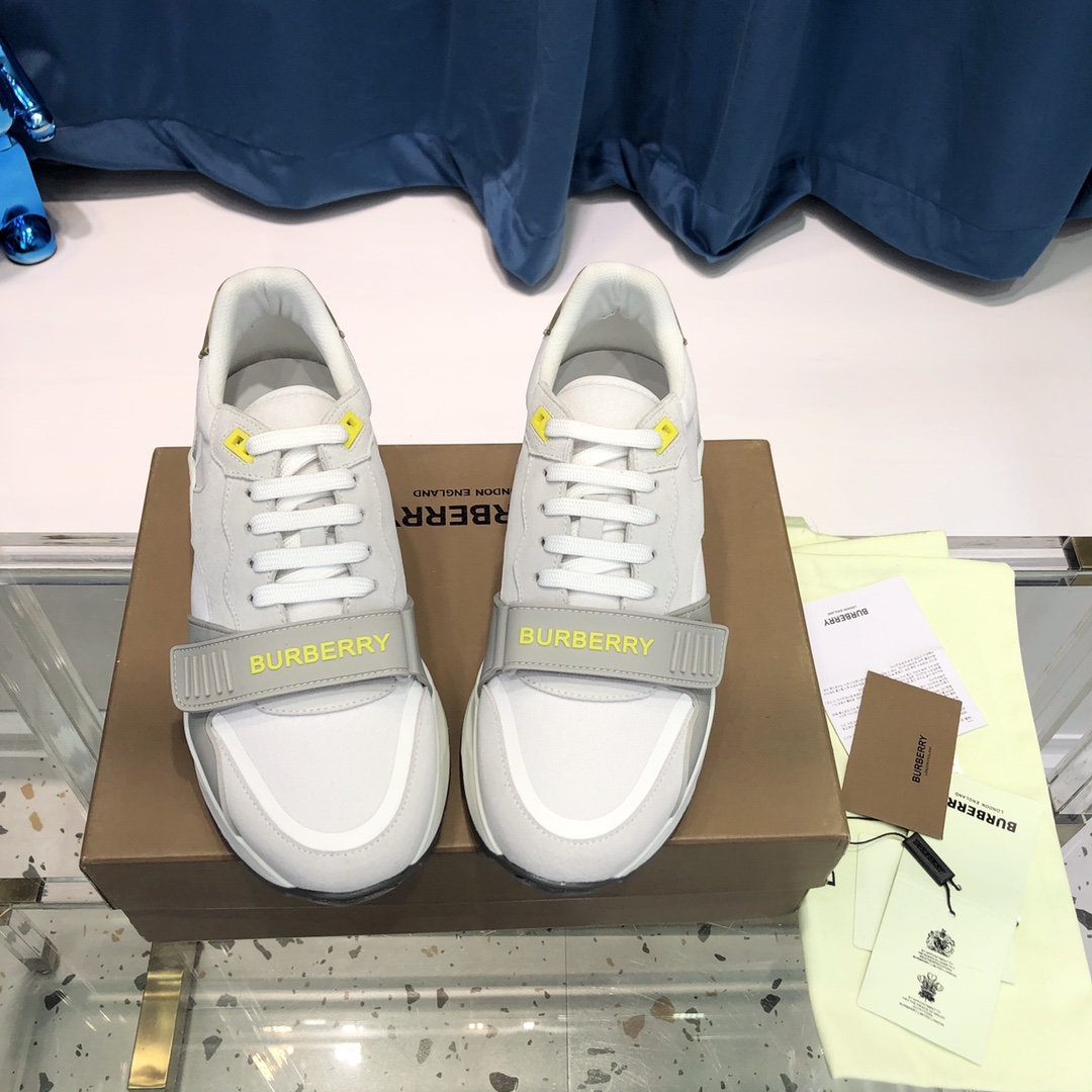 Burberry Check Cotton Canvas And Leather Sneakers - FashionPlug