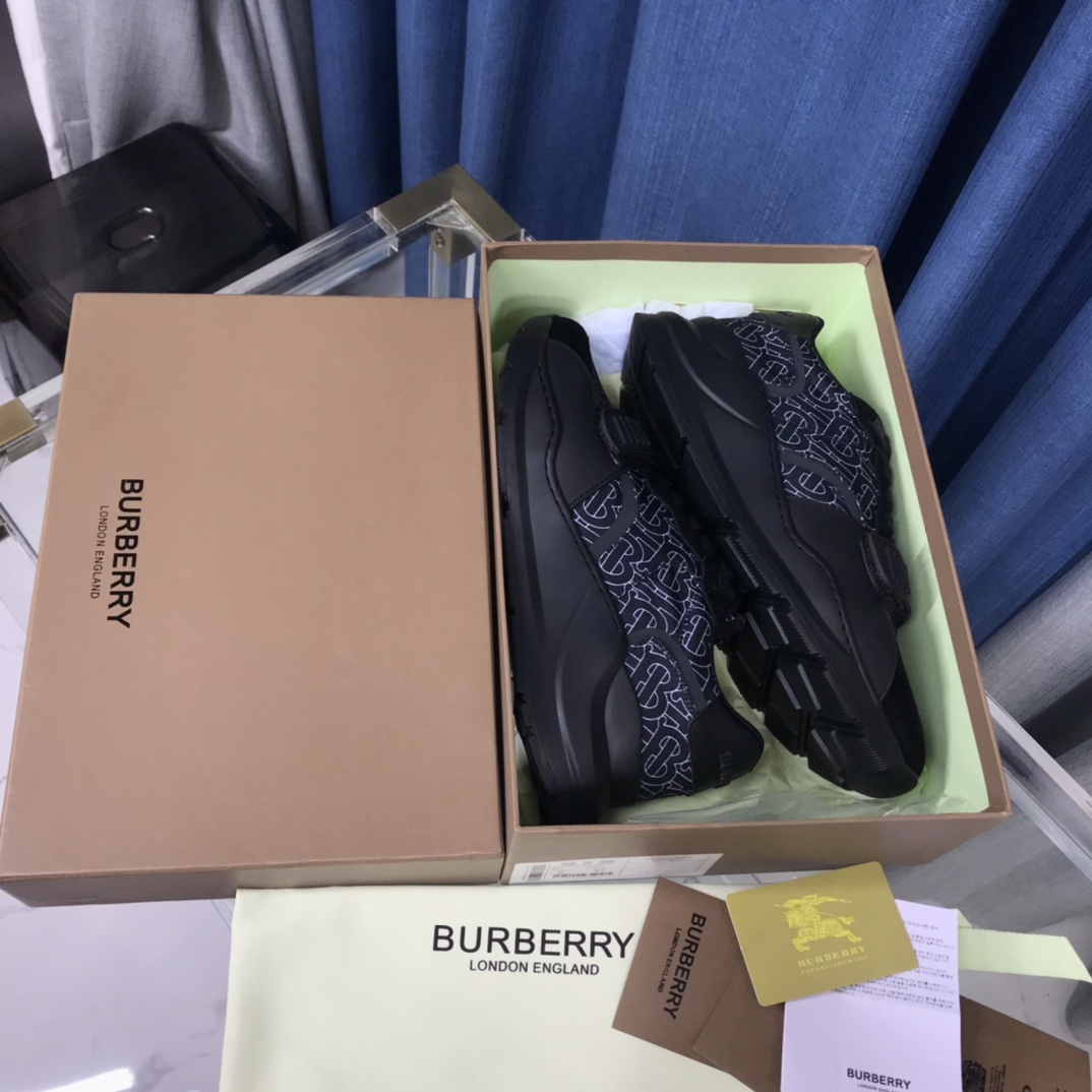 Burberry Check Cotton Canvas And Leather Sneakers - FashionPlug