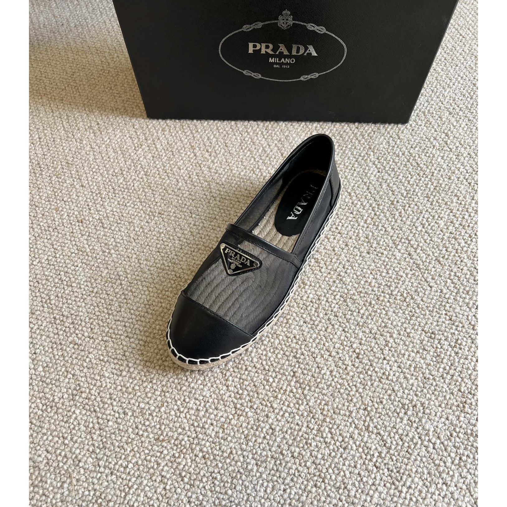 Prada  Logo  Woman Black Loafers - FashionPlug