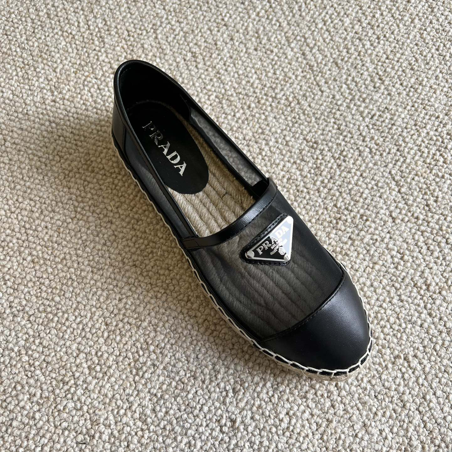Prada  Logo  Woman Black Loafers - FashionPlug
