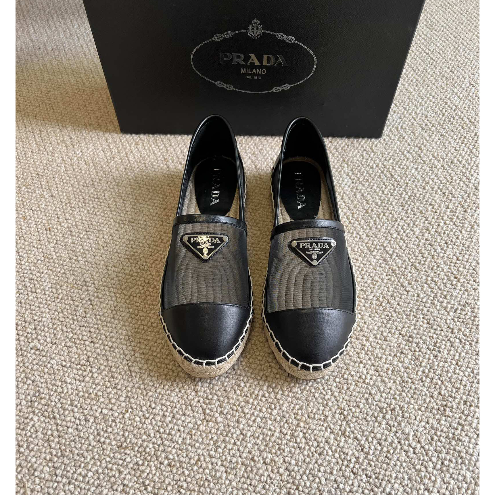 Prada  Logo  Woman Black Loafers - FashionPlug