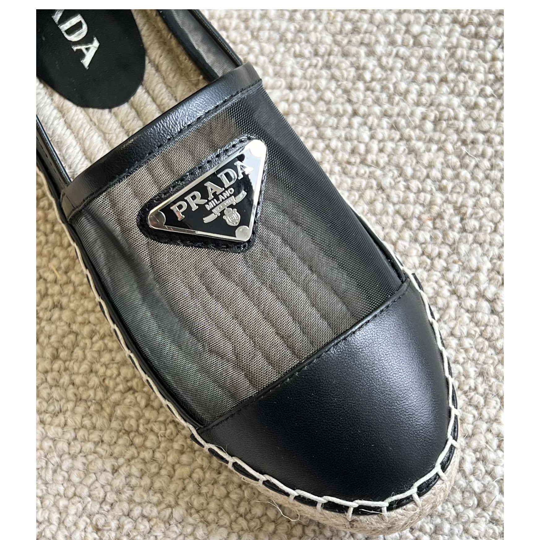 Prada  Logo  Woman Black Loafers - FashionPlug