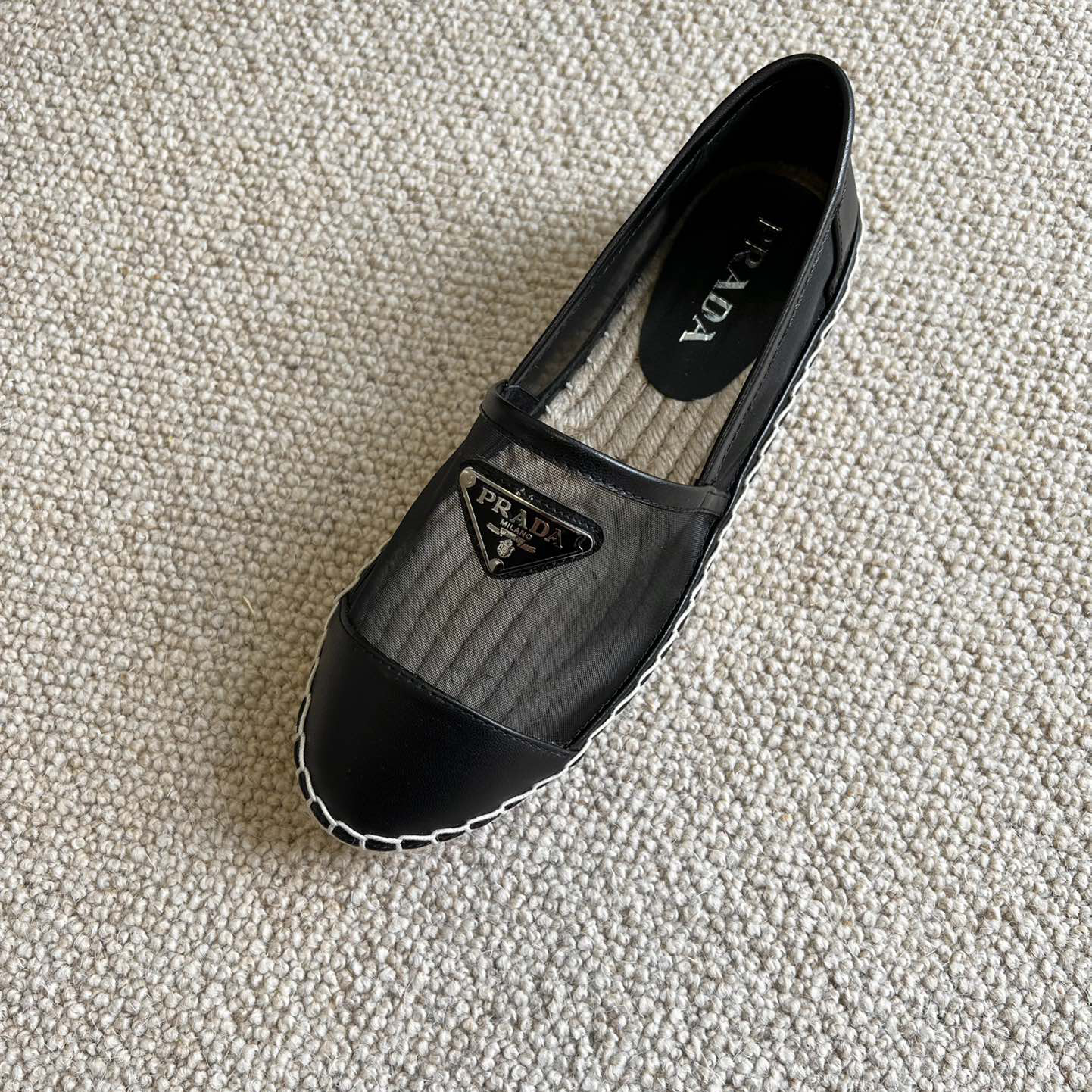 Prada  Logo  Woman Black Loafers - FashionPlug