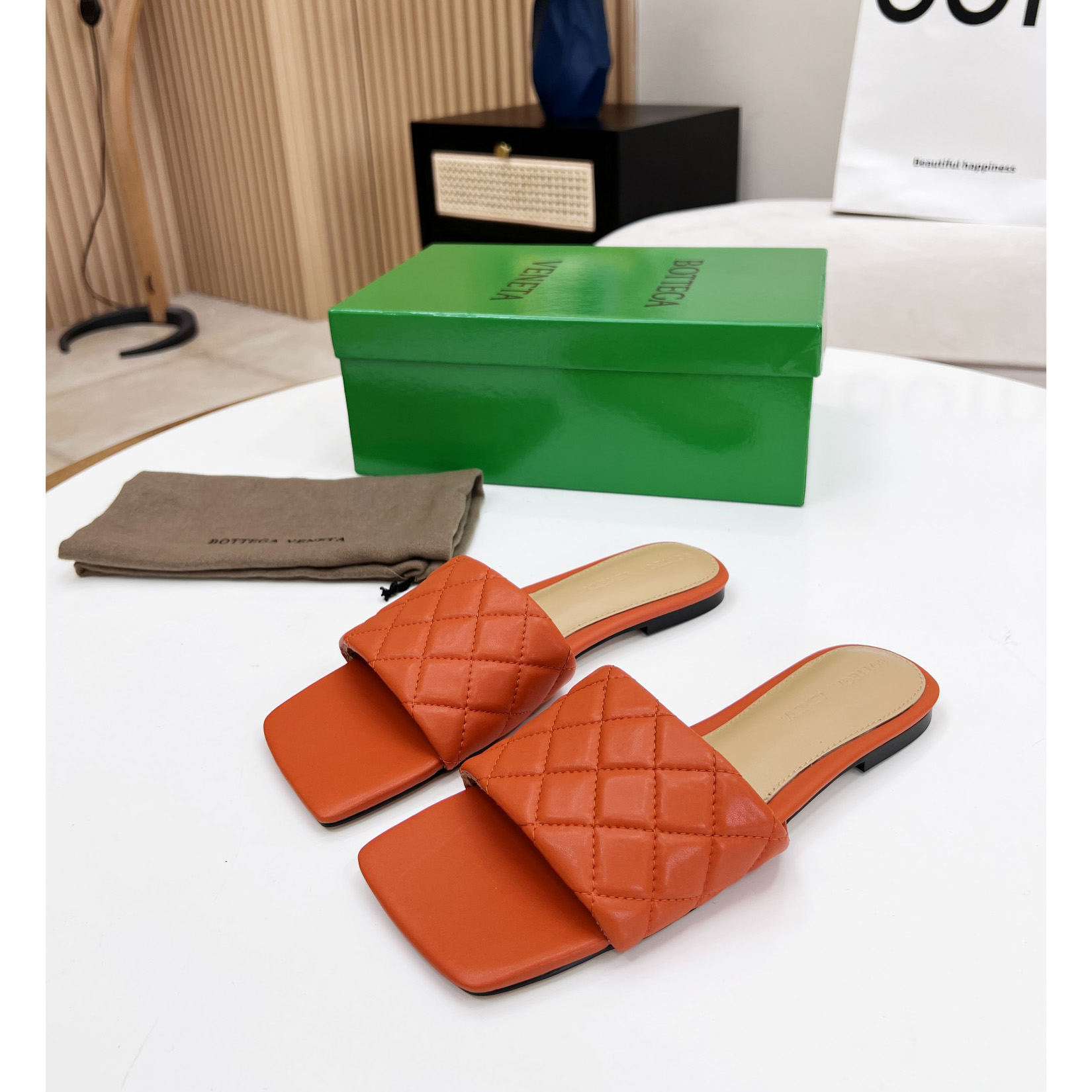 Bottega Veneta Padded Leather Sandals - FashionPlug