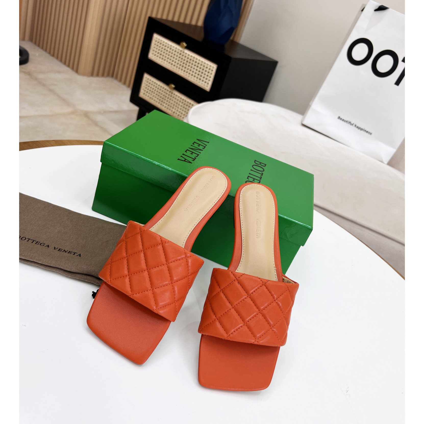 Bottega Veneta Padded Leather Sandals - FashionPlug