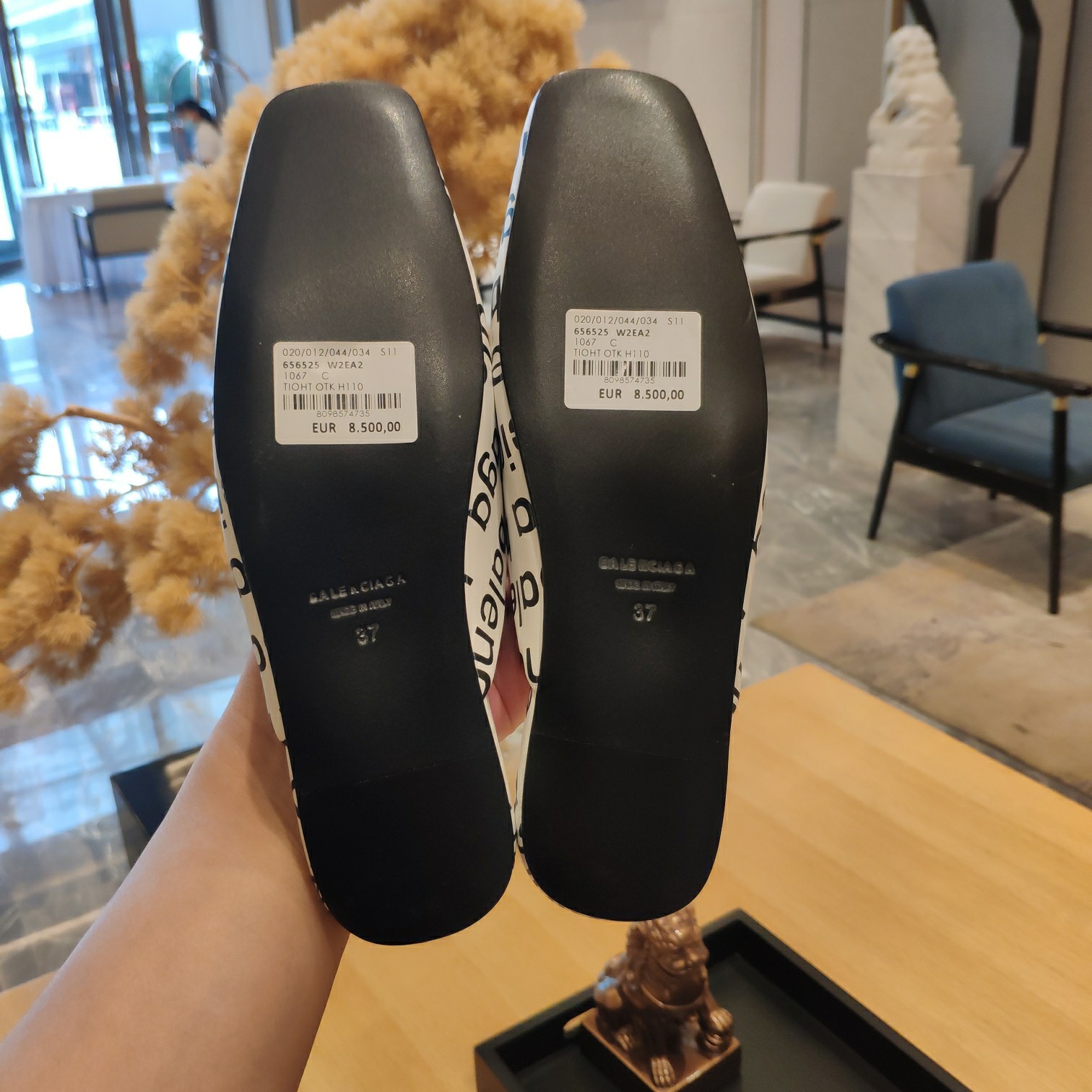 Balenciaga Logo Leather Backless Loafers - FashionPlug