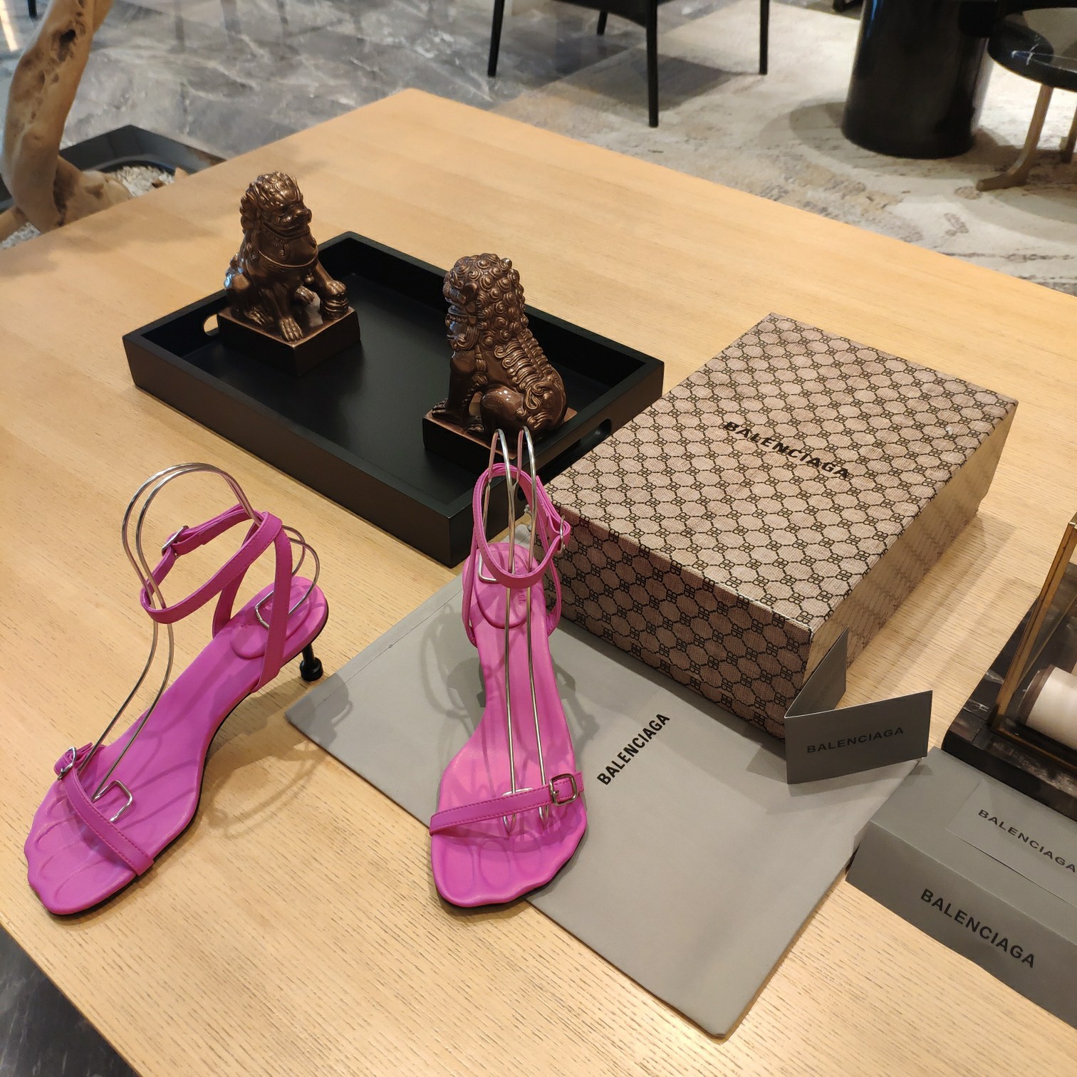 Balenciaga Logo High Heeled Sandals (7CM) - FashionPlug