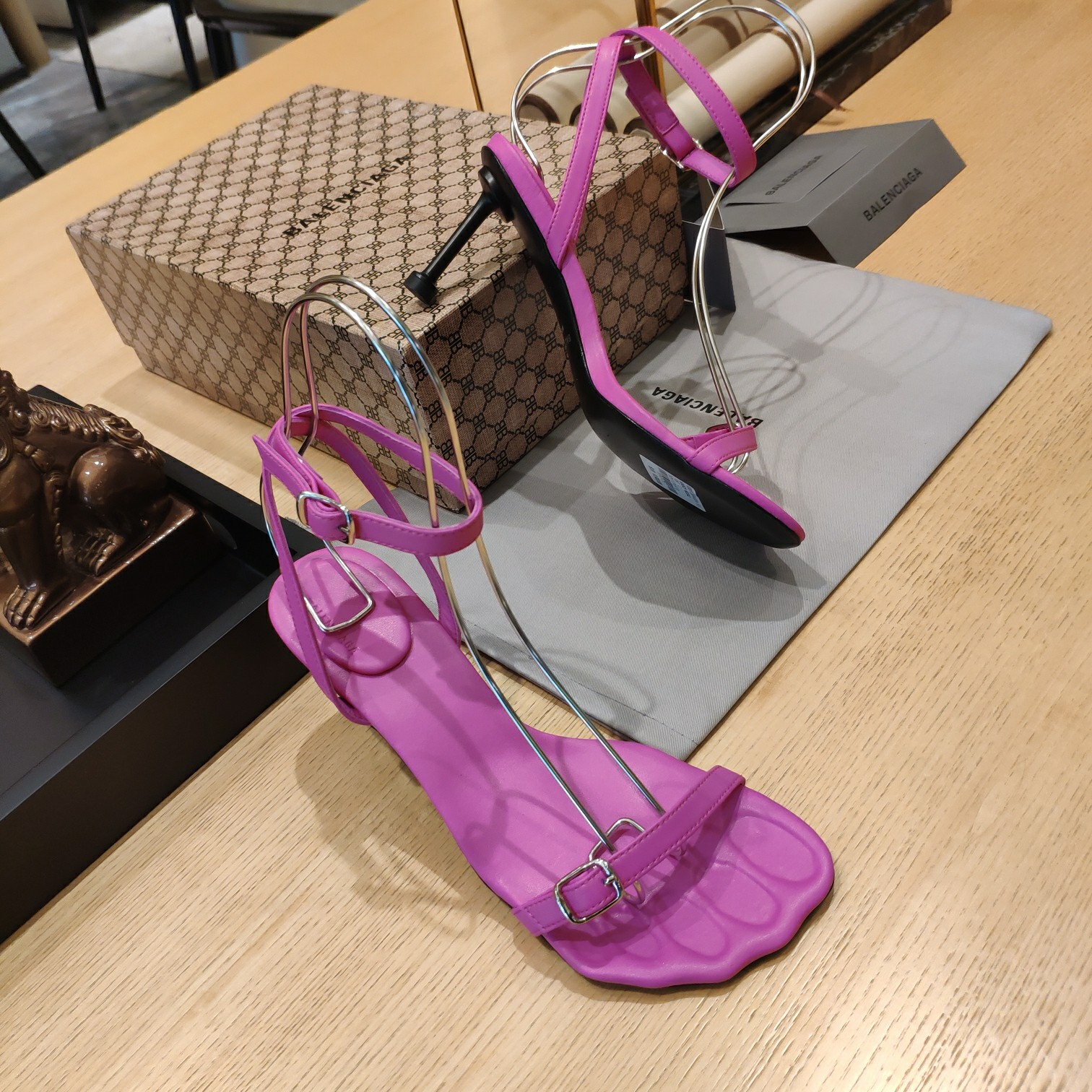 Balenciaga Logo High Heeled Sandals (7CM) - FashionPlug