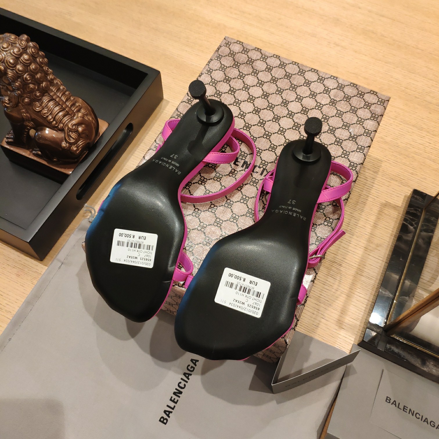 Balenciaga Logo High Heeled Sandals (7CM) - FashionPlug