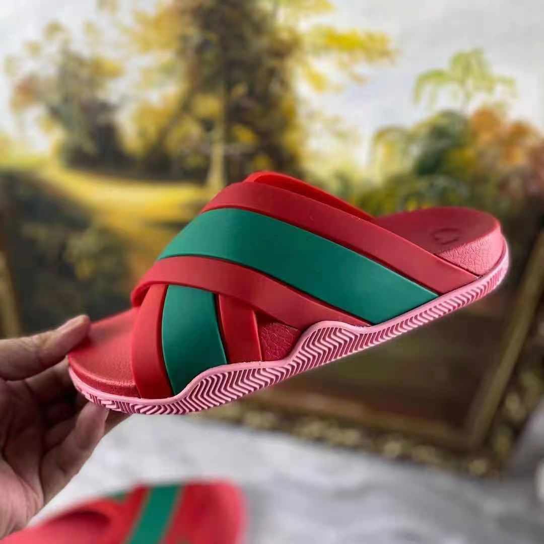 Gucci  Slide Sandals With Web - FashionPlug