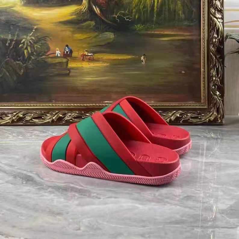 Gucci  Slide Sandals With Web - FashionPlug
