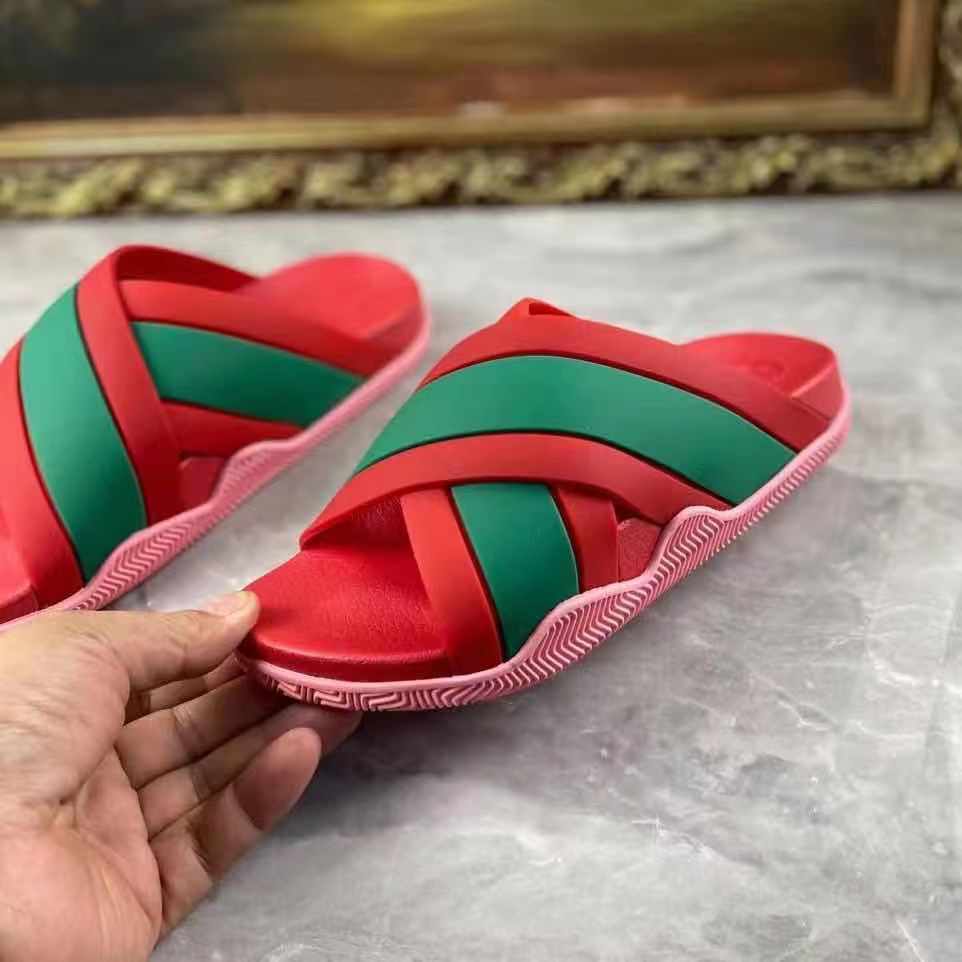 Gucci  Slide Sandals With Web - FashionPlug