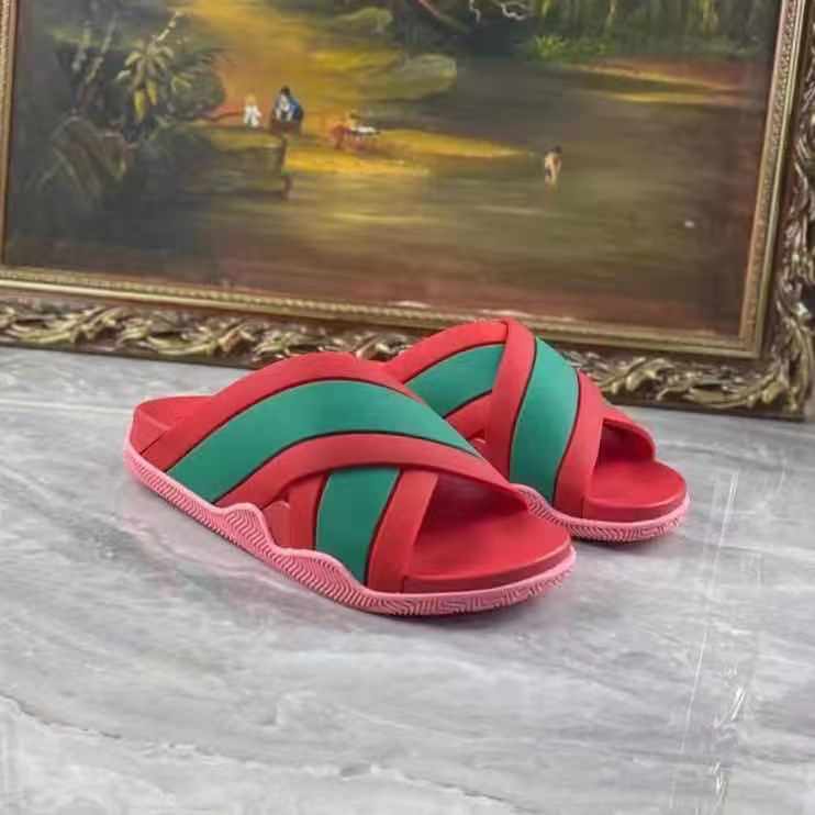 Gucci  Slide Sandals With Web - FashionPlug