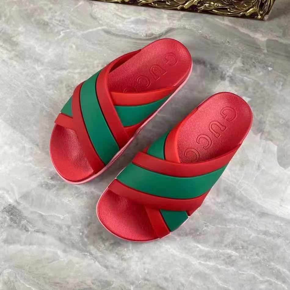 Gucci  Slide Sandals With Web - FashionPlug