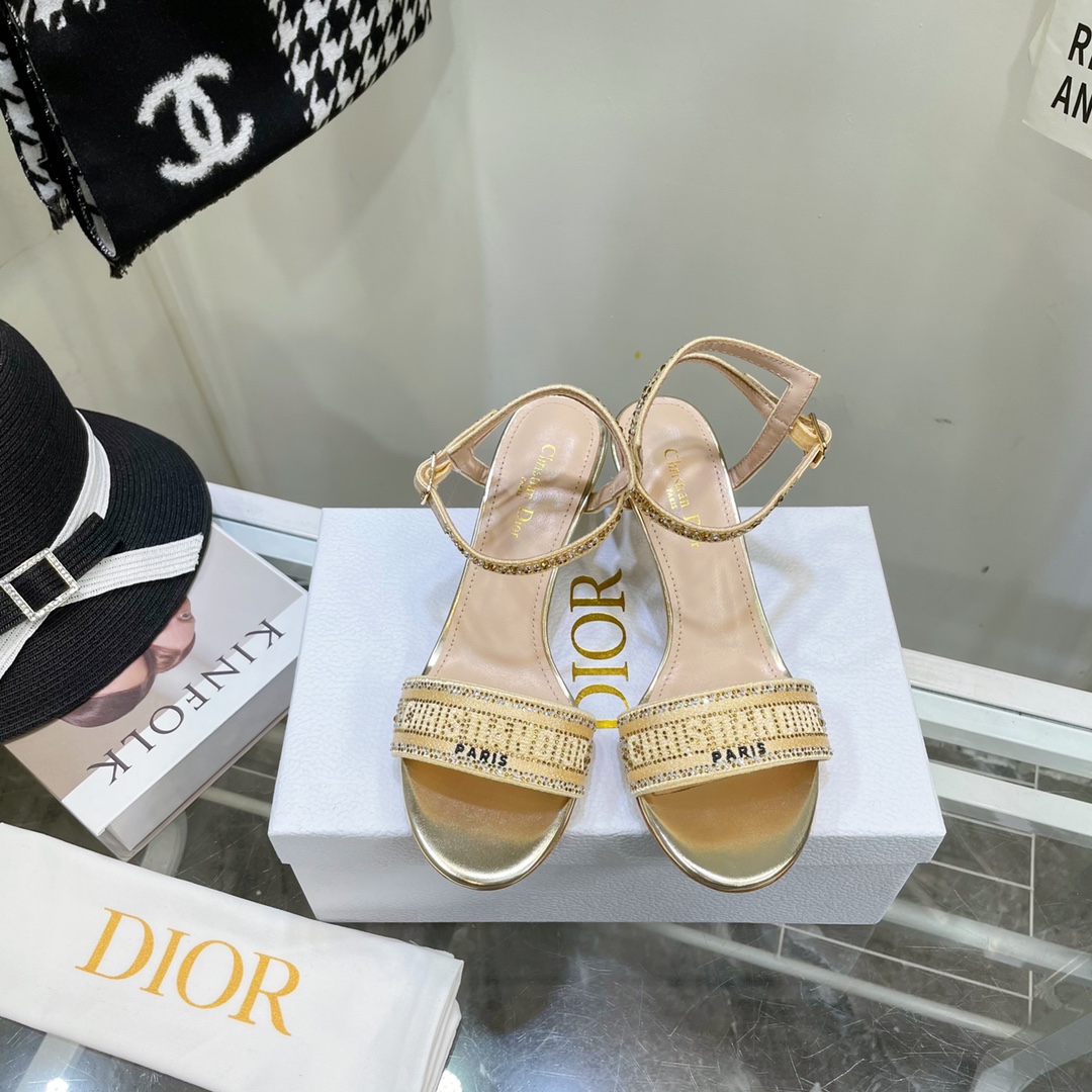 Dior Logo High Heeled Sandals(6.5CM) - FashionPlug