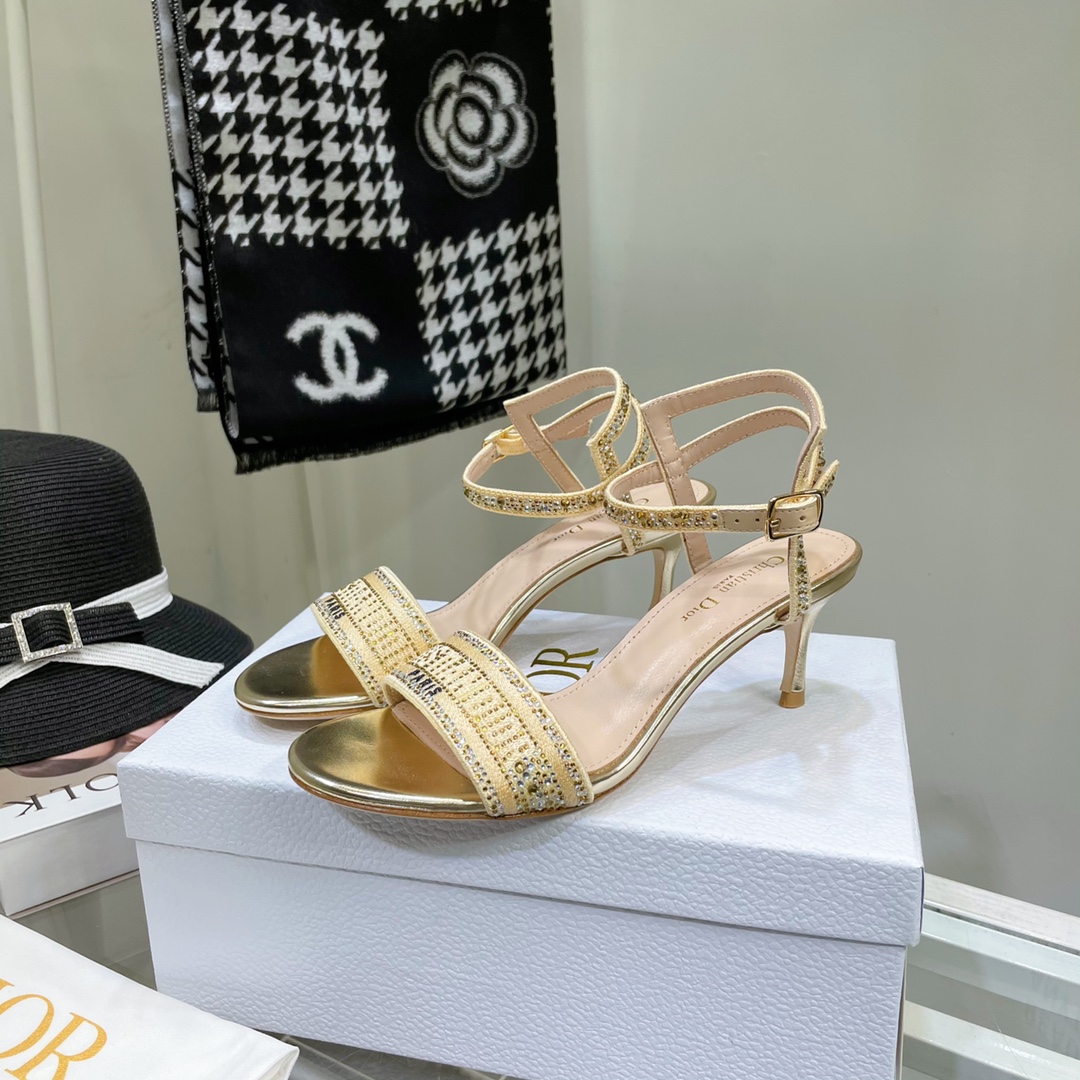 Dior Logo High Heeled Sandals(6.5CM) - FashionPlug