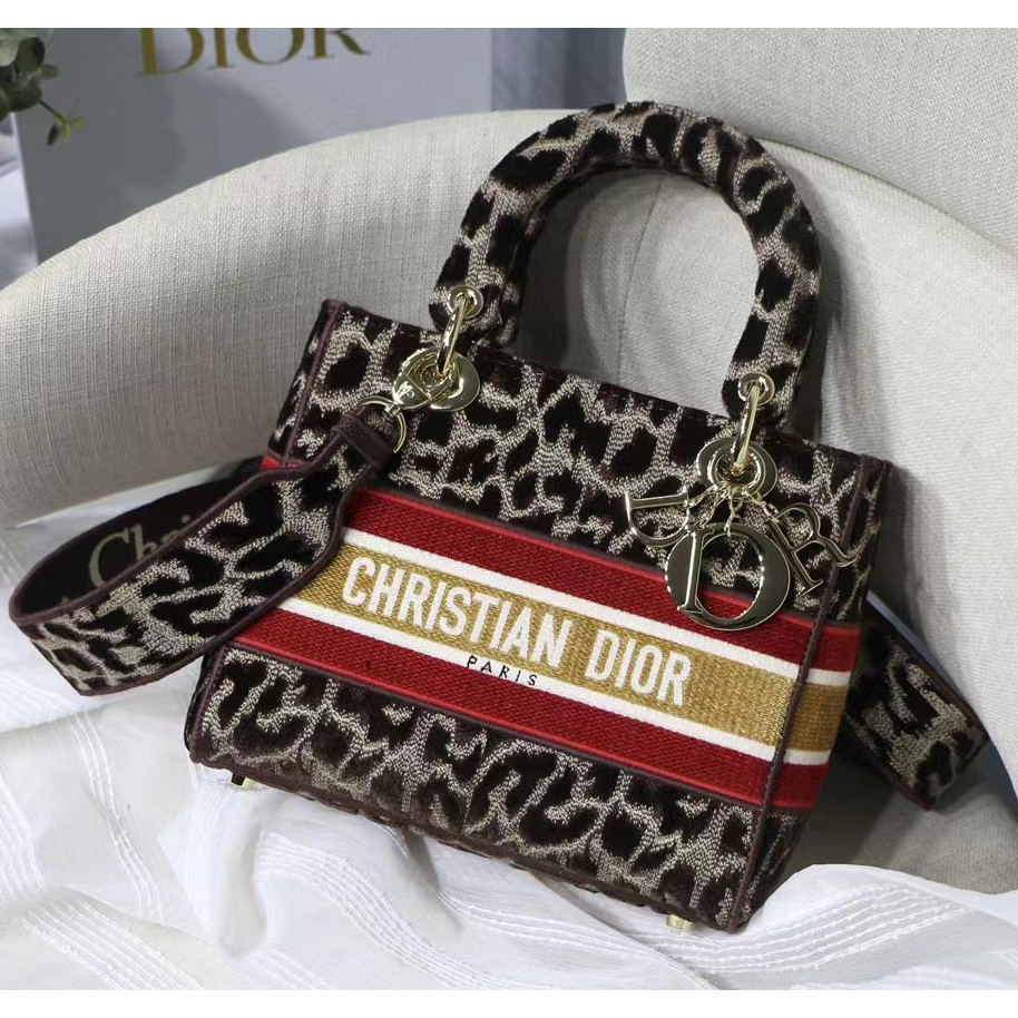 Dior Leopard Print Lady Bag（24-20-11CM） - FashionPlug