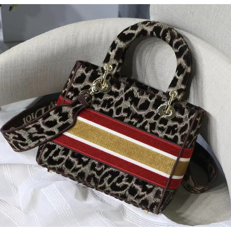 Dior Leopard Print Lady Bag（24-20-11CM） - FashionPlug