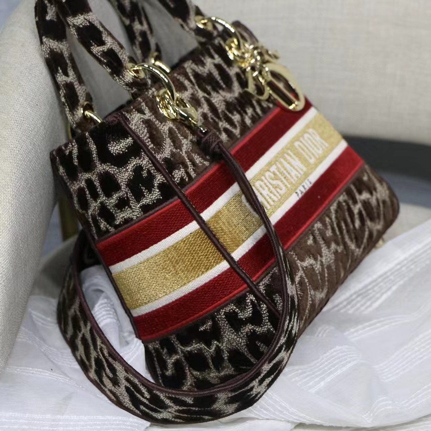 Dior Leopard Print Lady Bag（24-20-11CM） - FashionPlug