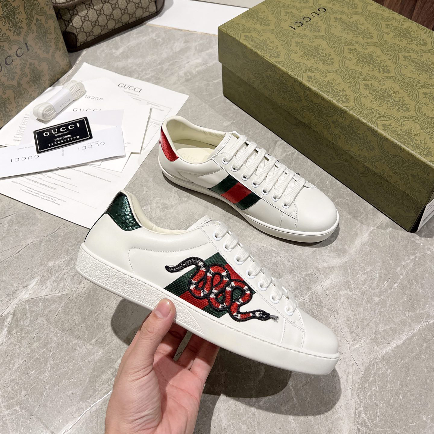 Gucci Snake Logo  Basket Sneaker - FashionPlug
