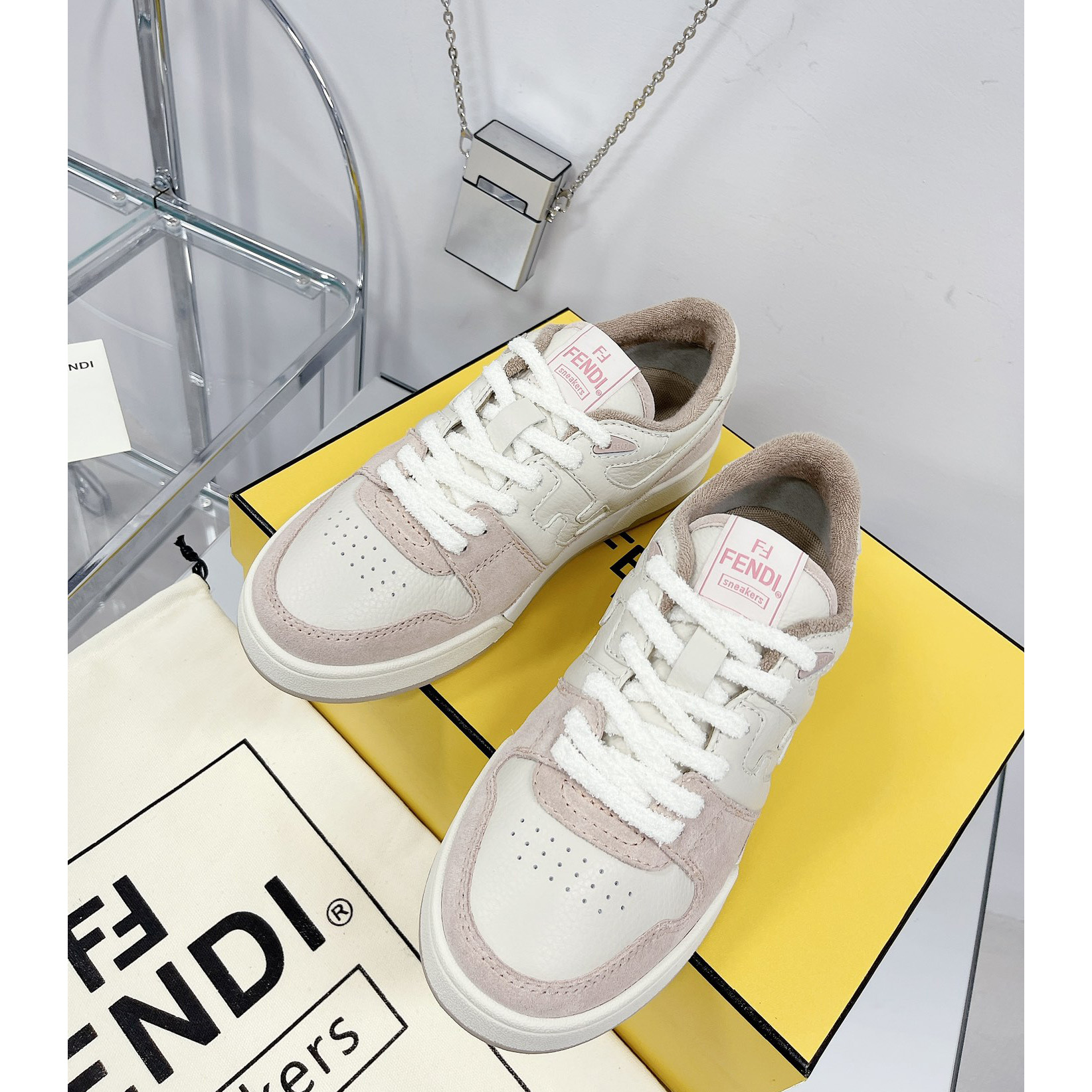 Fendi Match Pink Suede Low Tops Sneaker - FashionPlug