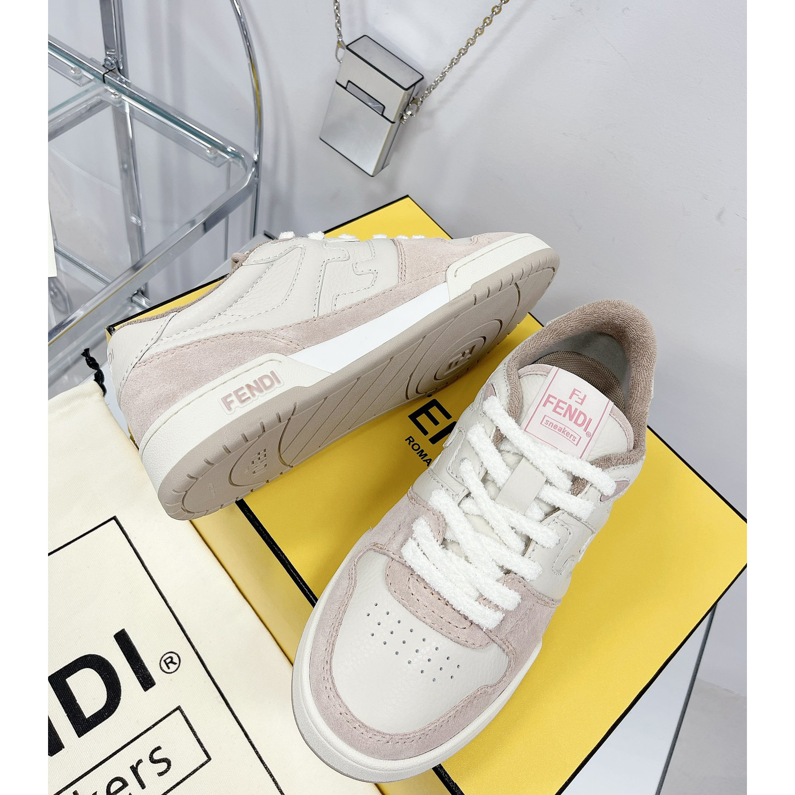 Fendi Match Pink Suede Low Tops Sneaker - FashionPlug