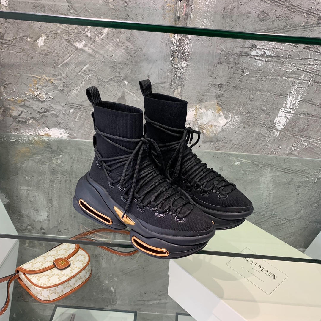 Balmain Lace Up Stockings Sneakers - FashionPlug