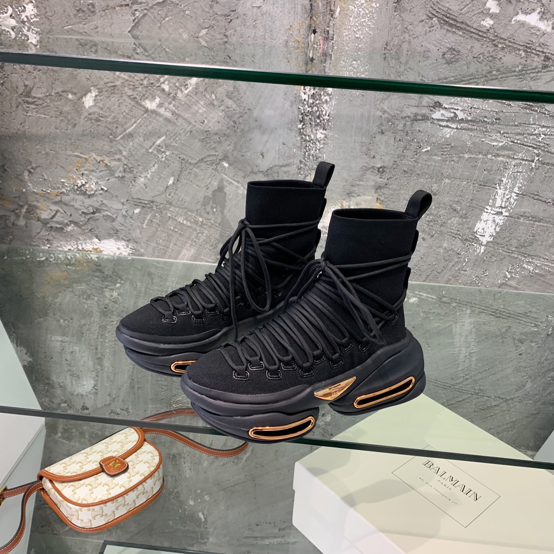Balmain Lace Up Stockings Sneakers - FashionPlug