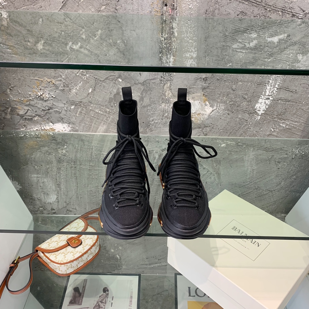 Balmain Lace Up Stockings Sneakers - FashionPlug