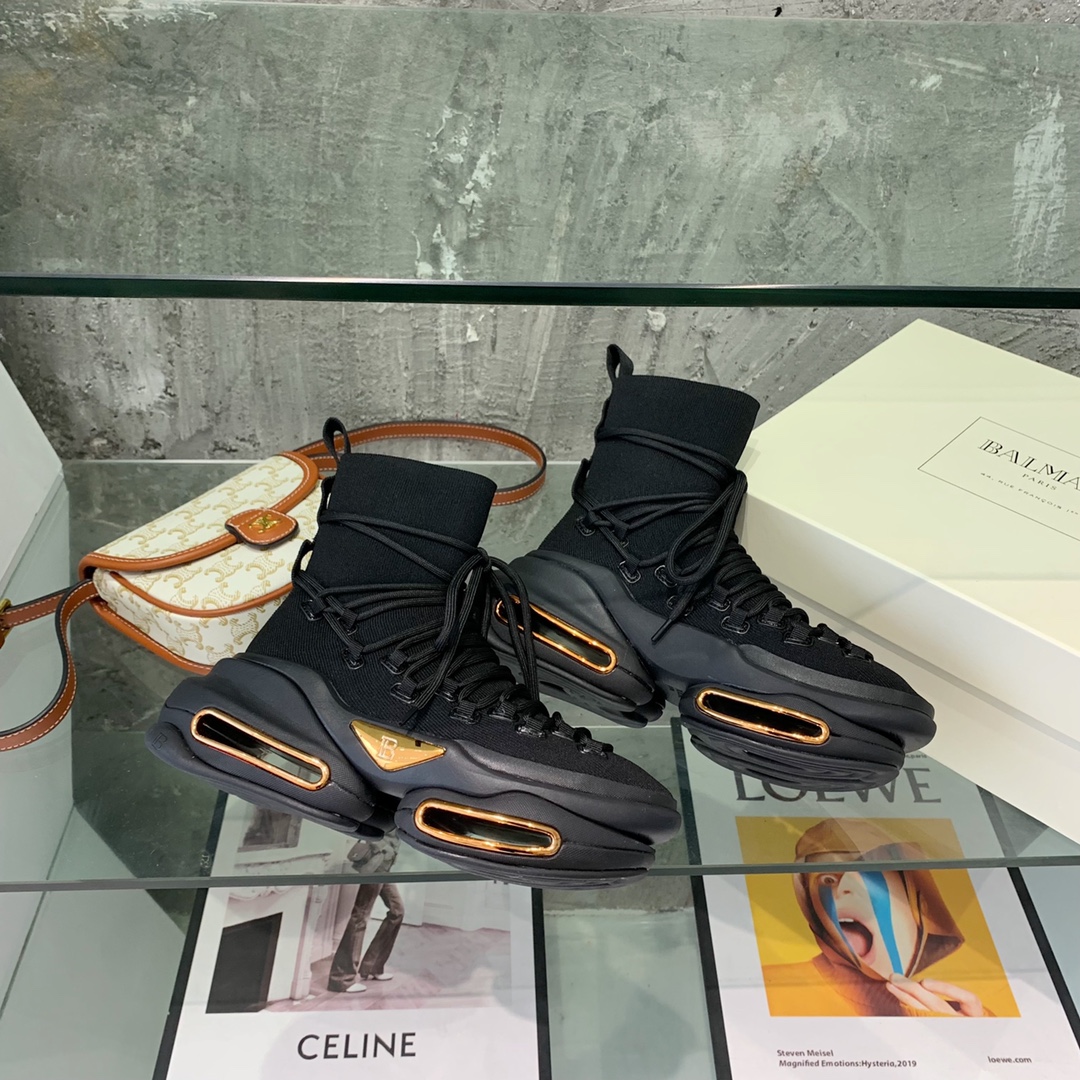 Balmain Lace Up Stockings Sneakers - FashionPlug