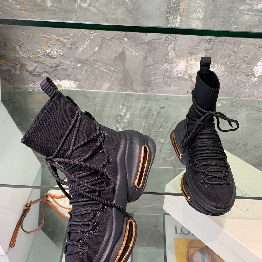 Balmain Lace Up Stockings Sneakers - FashionPlug