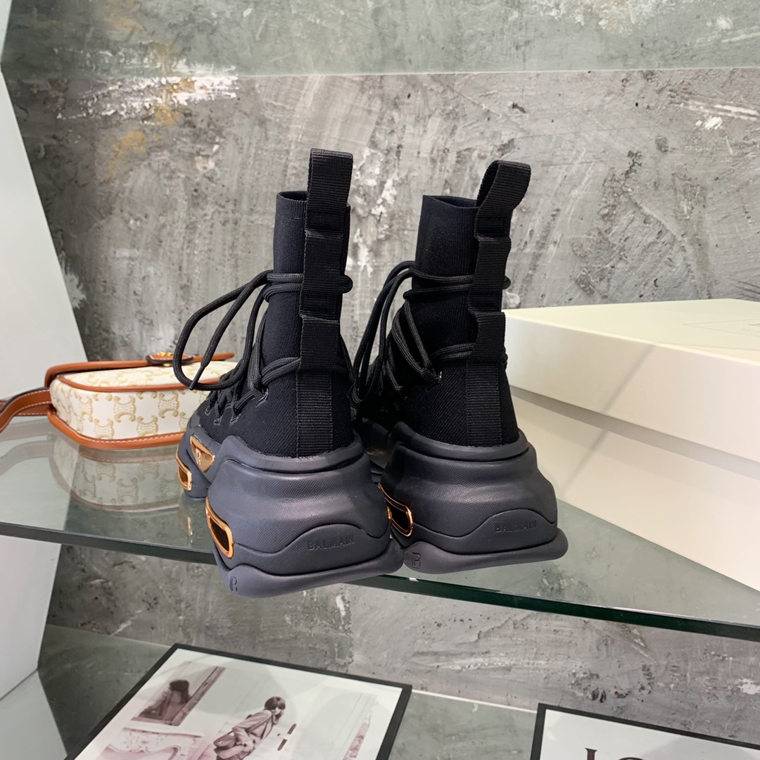 Balmain Lace Up Stockings Sneakers - FashionPlug
