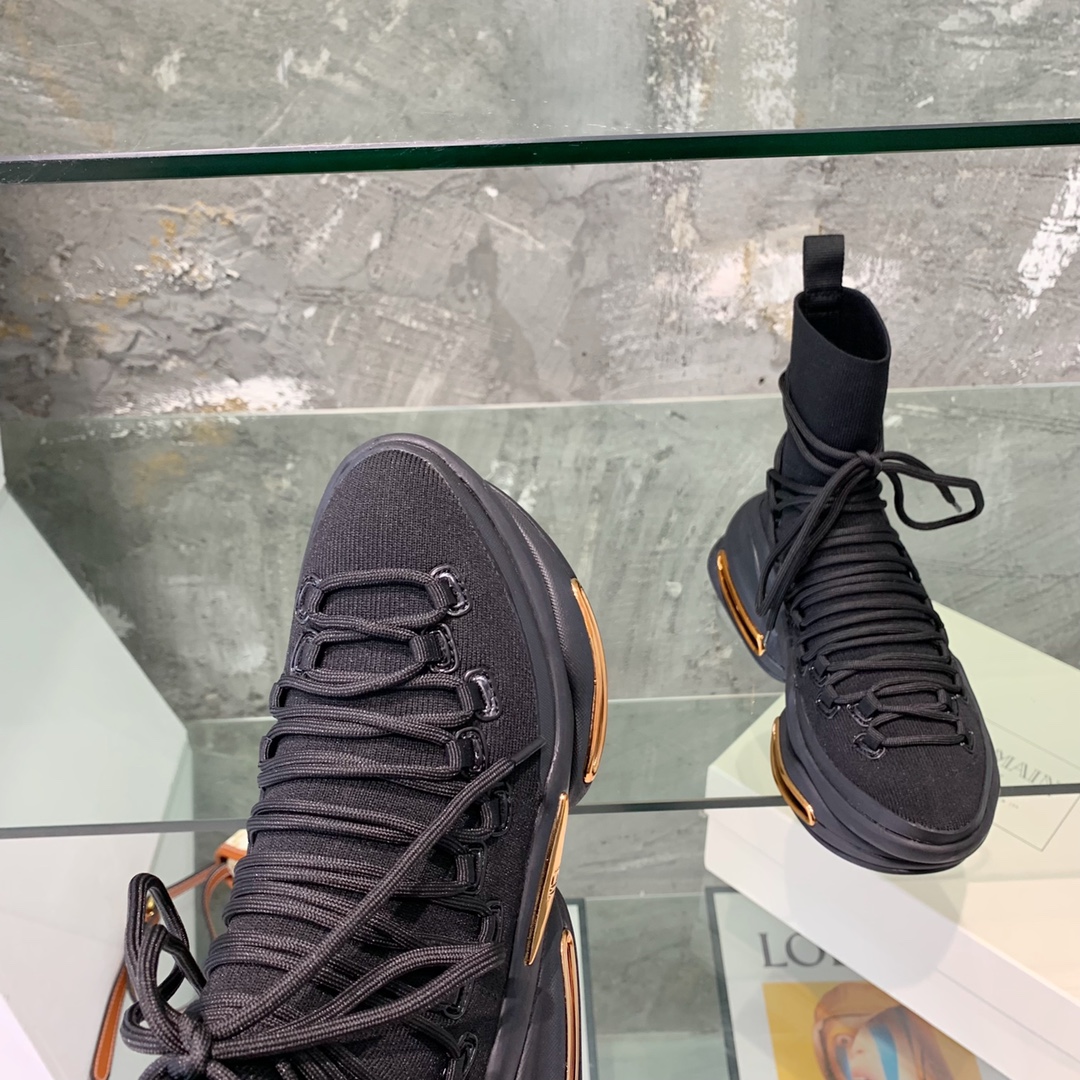 Balmain Lace Up Stockings Sneakers - FashionPlug