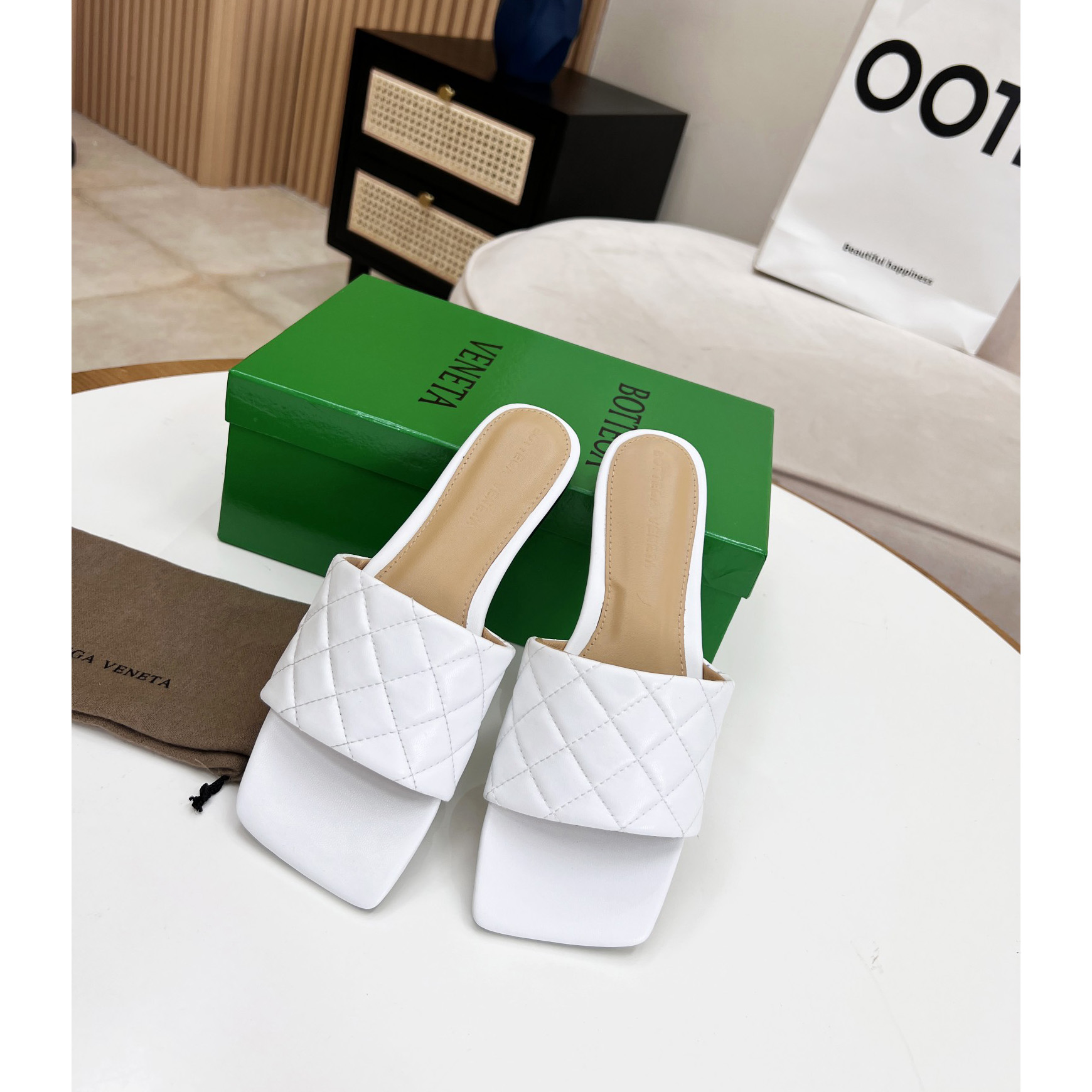 Bottega Veneta Padded Leather Sandals - FashionPlug