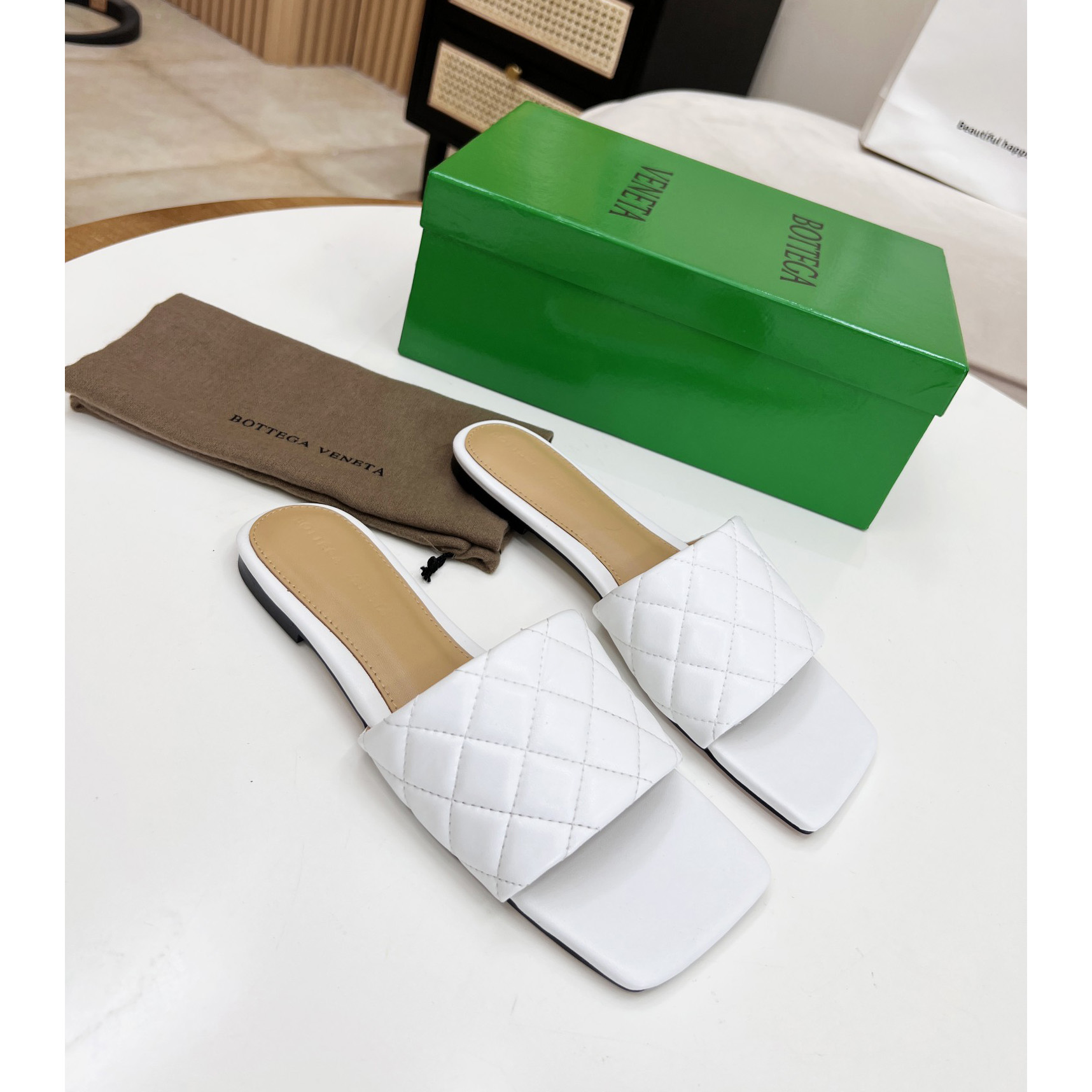 Bottega Veneta Padded Leather Sandals - FashionPlug