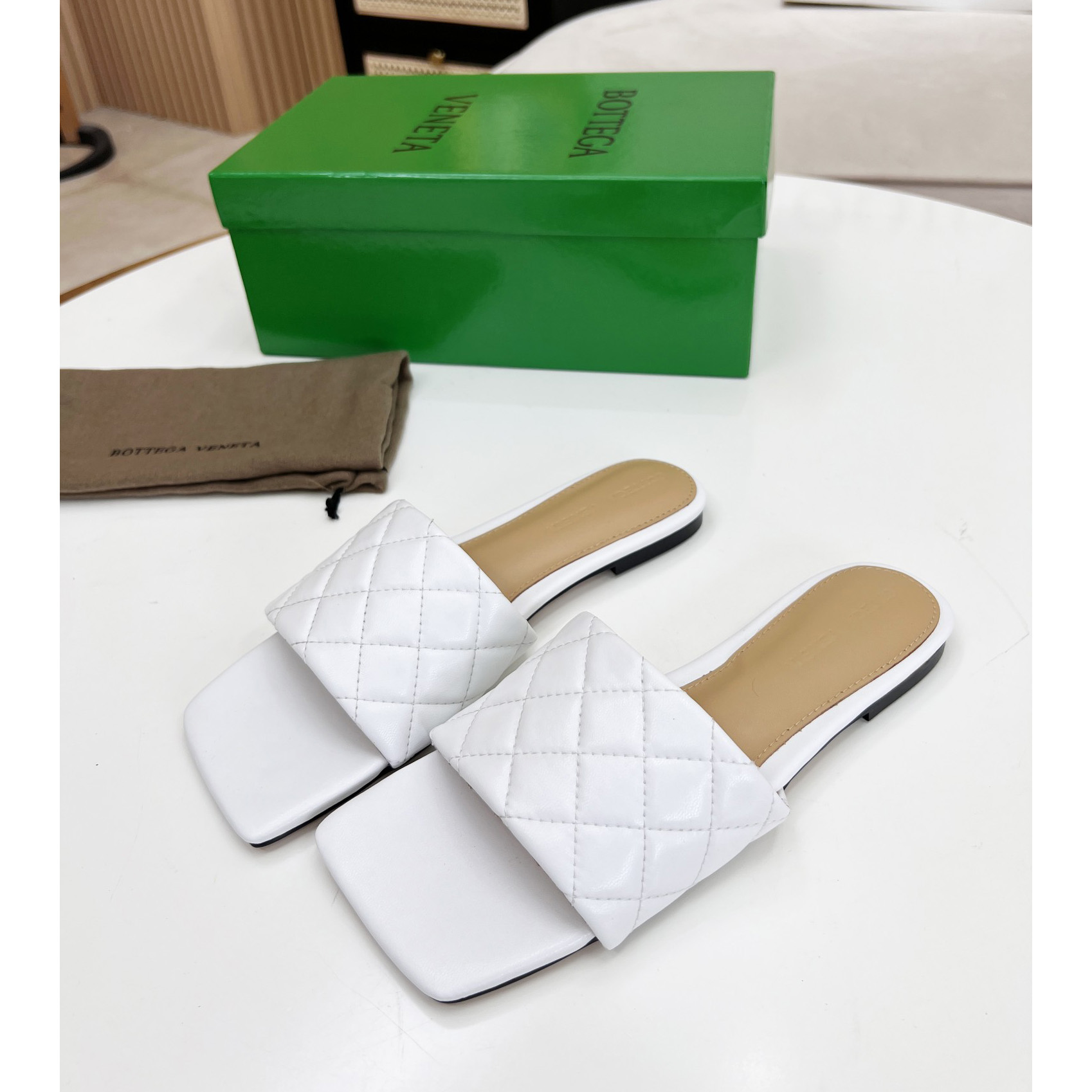 Bottega Veneta Padded Leather Sandals - FashionPlug