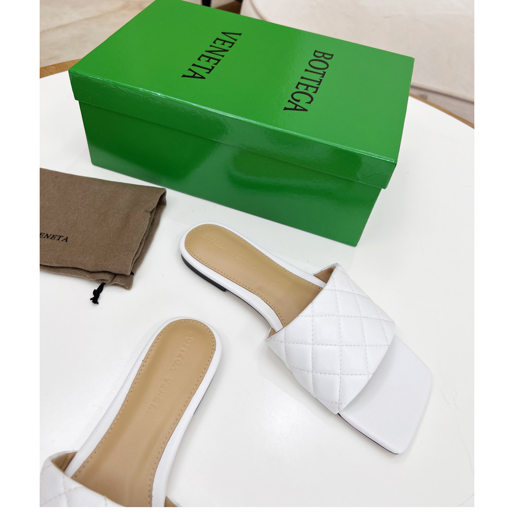 Bottega Veneta Padded Leather Sandals - FashionPlug