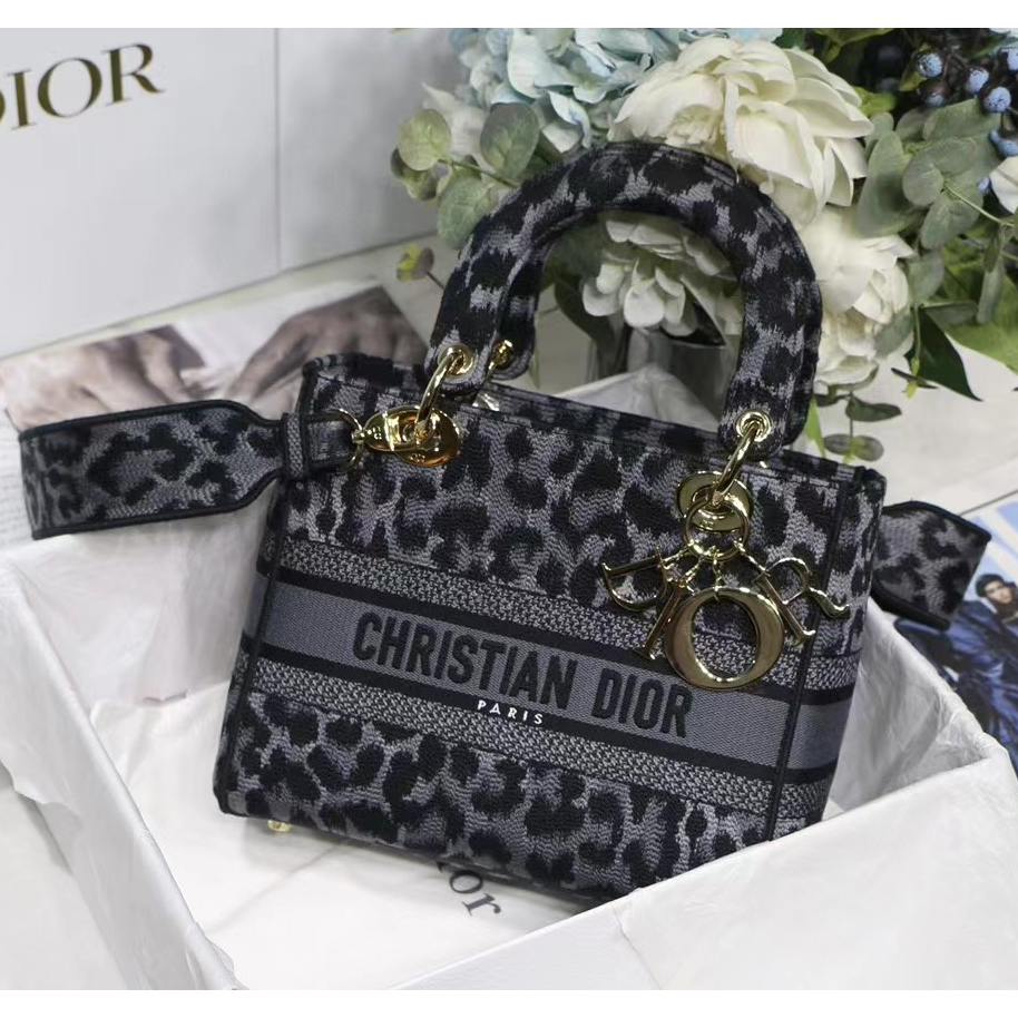 Dior Leopard Print Lady Bag（24-20-11CM） - FashionPlug