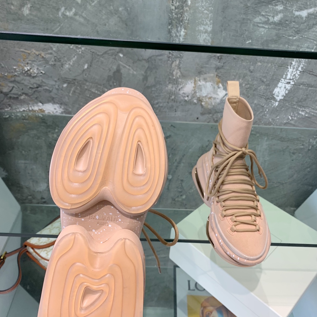 Balmain Lace Up Stockings Sneakers - FashionPlug