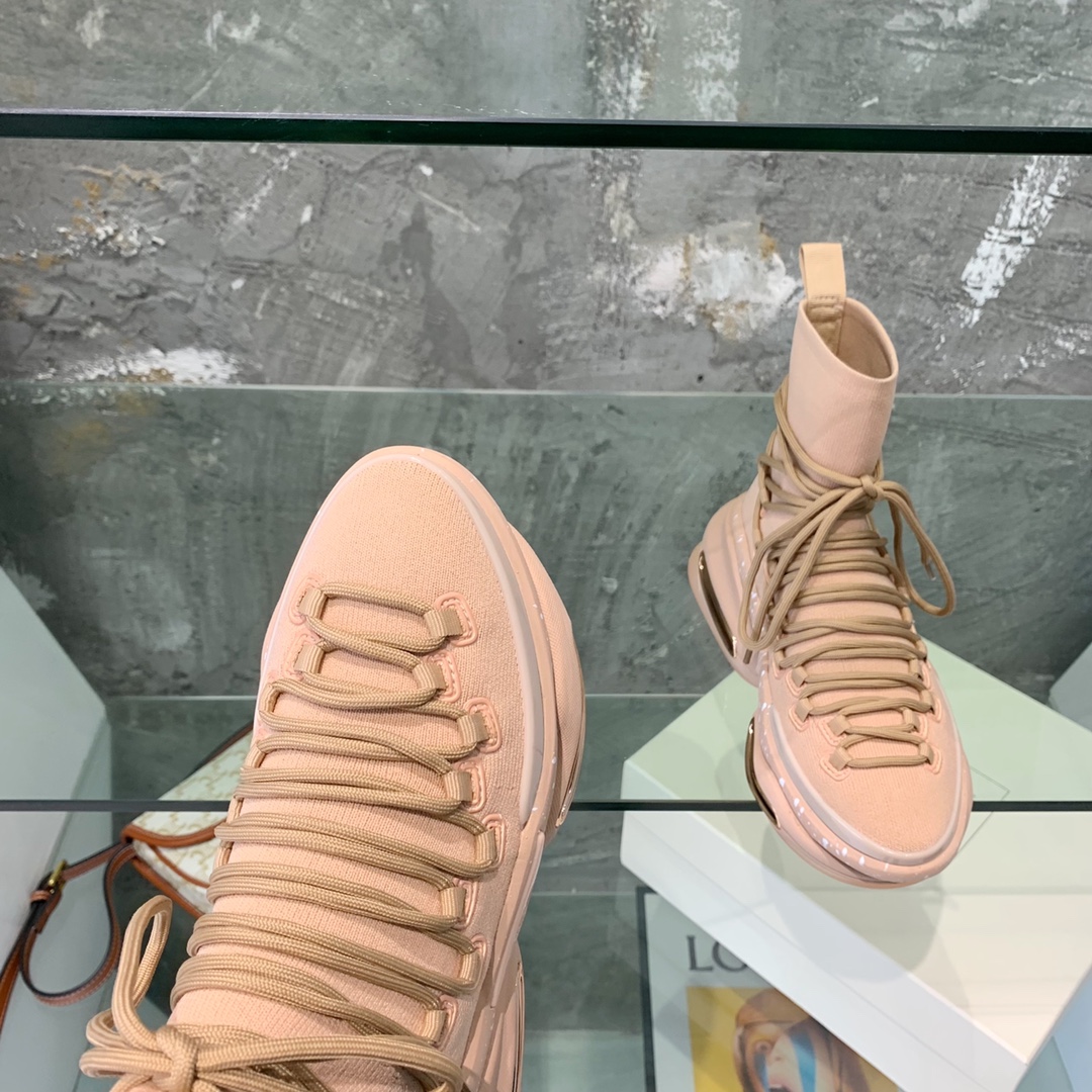 Balmain Lace Up Stockings Sneakers - FashionPlug